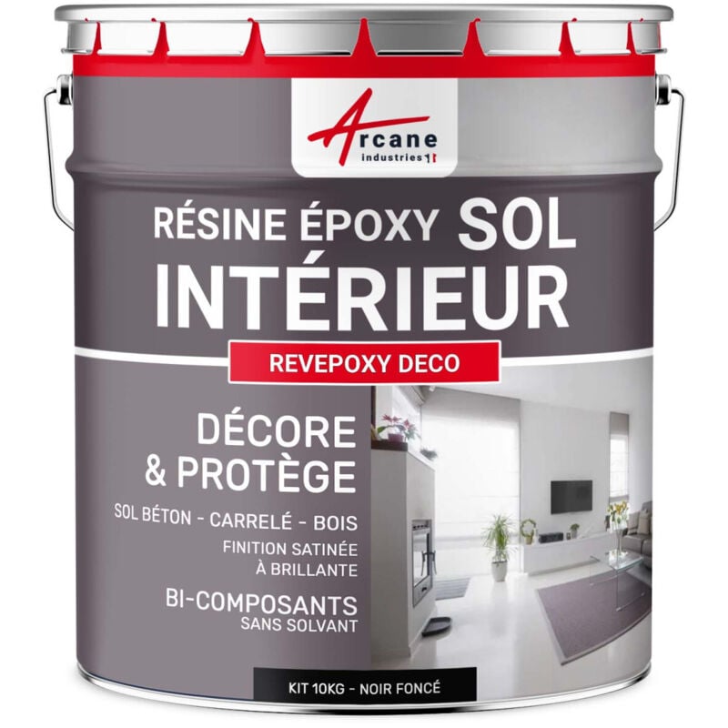 Peinture Sol - Résine Epoxy : Peinture pour Sol salon, cuisine, salle de bains - Effet Miroir - revepoxy deco - 10 kg (jusqu'à 50 m² en 2 couches)
