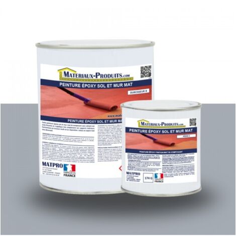 Matpro – Peinture époxy pour sol intérieur – 1 Kg gris béton – Film mat décoratif – Résistance à l'abrasion et aux produits chimiques