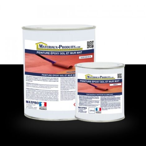 Matpro – Peinture époxy pour sol intérieur – 1 Kg noir mat – Très haute adhérence sur béton et mortier – Application en atmosphère confinée