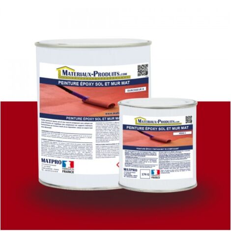 Matpro – Peinture époxy pour sol intérieur 1 Kg – Rouge brique – Mat – Très haute adhérence sur béton et mortier – Résistante aux produits chimiques