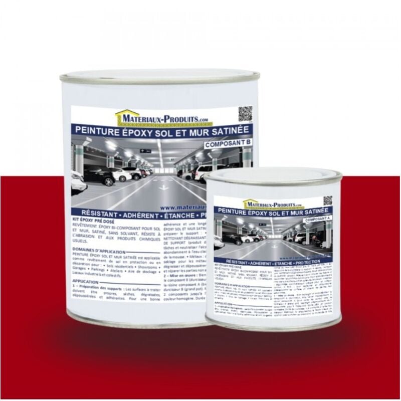 Matpro - Peinture Epoxy Sol et Mur satinée - 1 Kg Rouge
