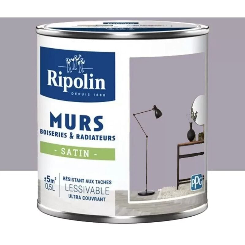 Peinture Murs, Boiseries, Radiateurs Ripolin Satin Gris lyre 0,5 l