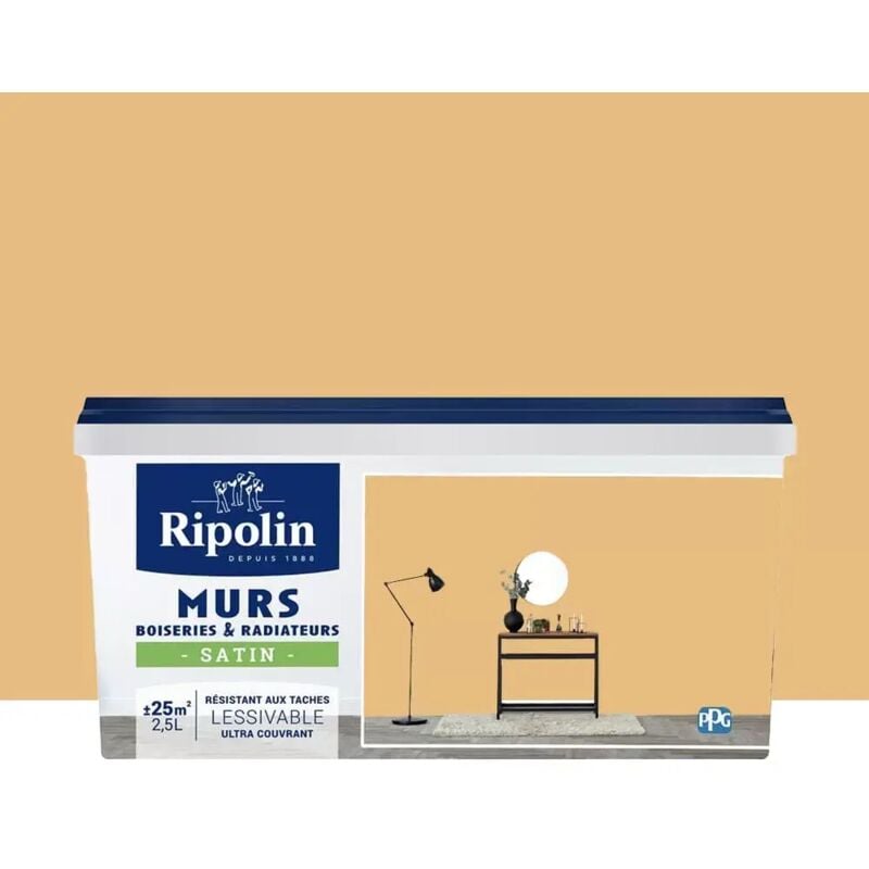 Peinture Murs, Boiseries, Radiateurs Ripolin Satin Ocre de Guadeloupe 2,5 l