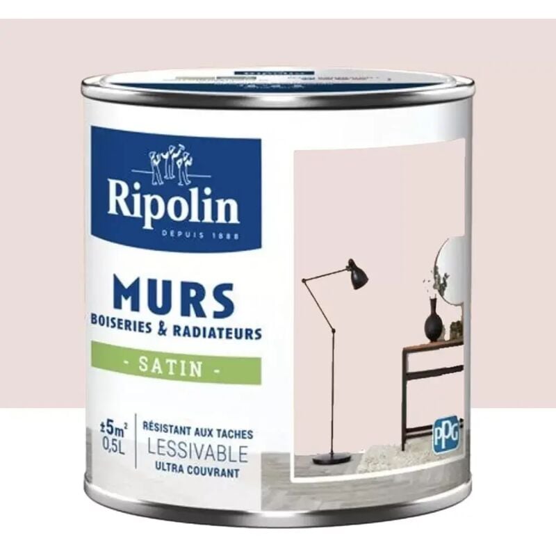 Peinture Murs, Boiseries, Radiateurs Ripolin Satin Rose Ballerine 0,5 l