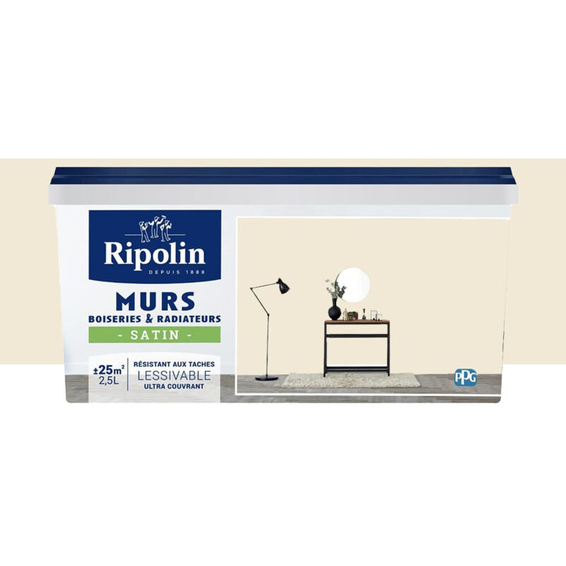 Peinture Murs, Boiseries, Radiateurs Ripolin Satin Beige agate 2,5 l