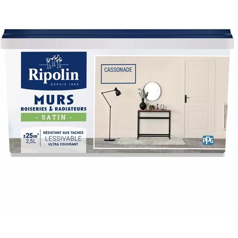 Peinture Murs, Boiseries, Radiateurs Ripolin Satin Cassonade 2,5 l
