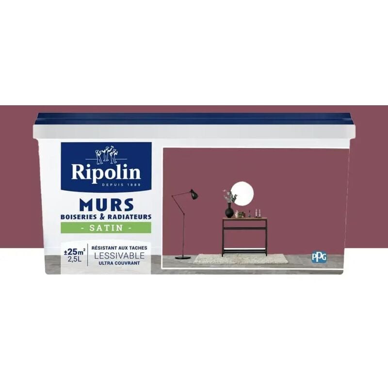 Peinture Murs, Boiseries, Radiateurs Ripolin Satin Rose mazurka 2,5 l