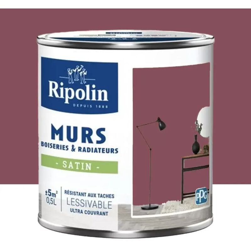 Peinture Murs, Boiseries, Radiateurs Ripolin Satin Rose mazurka 0,5 l