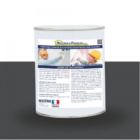 Peinture étanche & élastique pour protection façade - 2.5 Kg Gris basalte - MATPRO