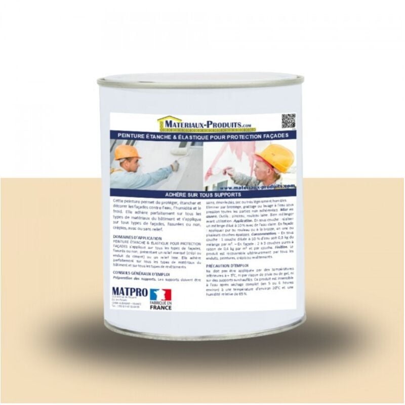 Matpro - Peinture étanche & élastique pour protection façade - 36 Kg Coquille d'oeuf