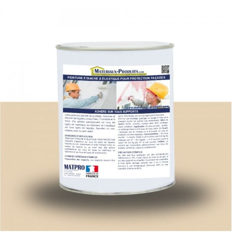 Matpro - Peinture étanche & élastique pour protection façade - 36 Kg Beige
