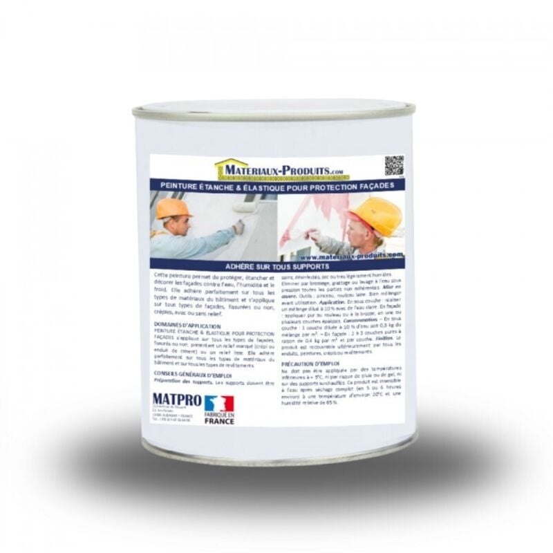 Peinture étanche & élastique pour protection façade - 36 Kg Blanc - MATPRO