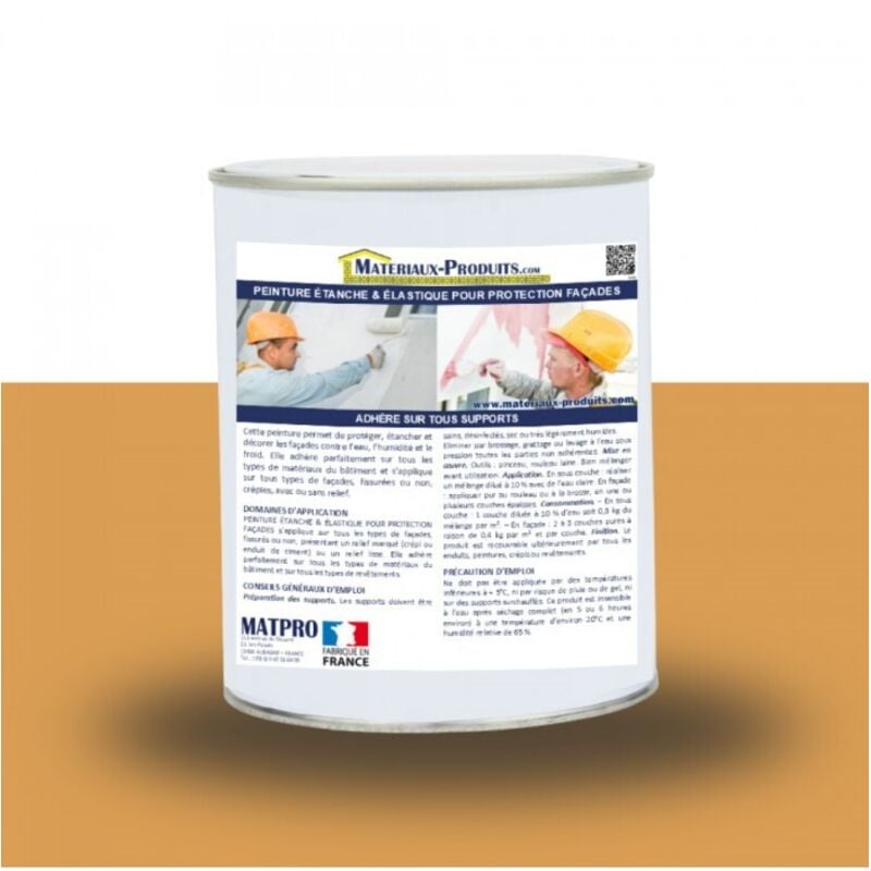 Matpro - Peinture étanche & élastique pour protection façade - 36 Kg Ocre
