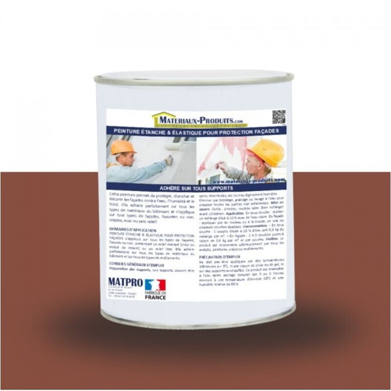 Peinture étanche & élastique pour protection façade - 20 Kg Rouge Tuile - MATPRO
