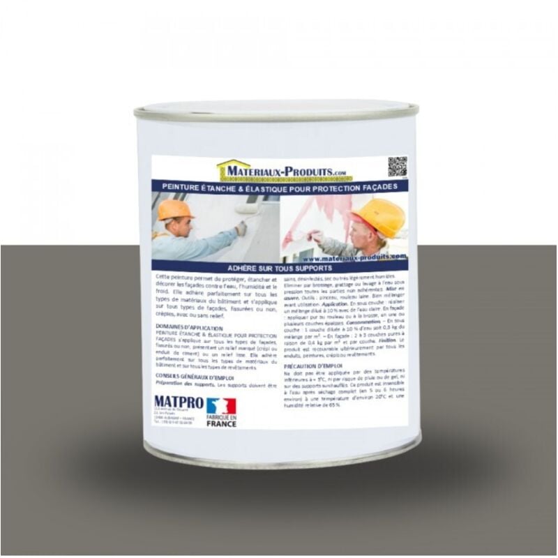 Peinture étanche & élastique pour protection façade - 2.5 Kg Taupe Matpro