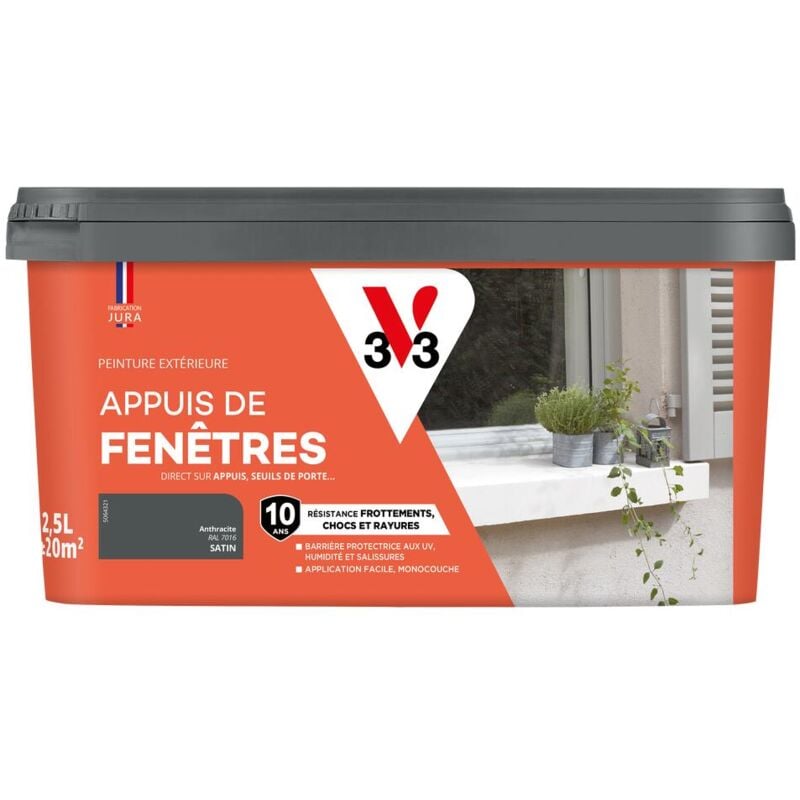 V33 - Peinture extérieure pour appuis de fenêtre Anthracite Satin 2,5L
