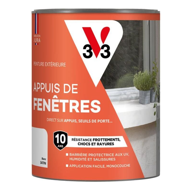V33 - Peinture extérieure pour appuis de fenêtre Blanc Satin 1L