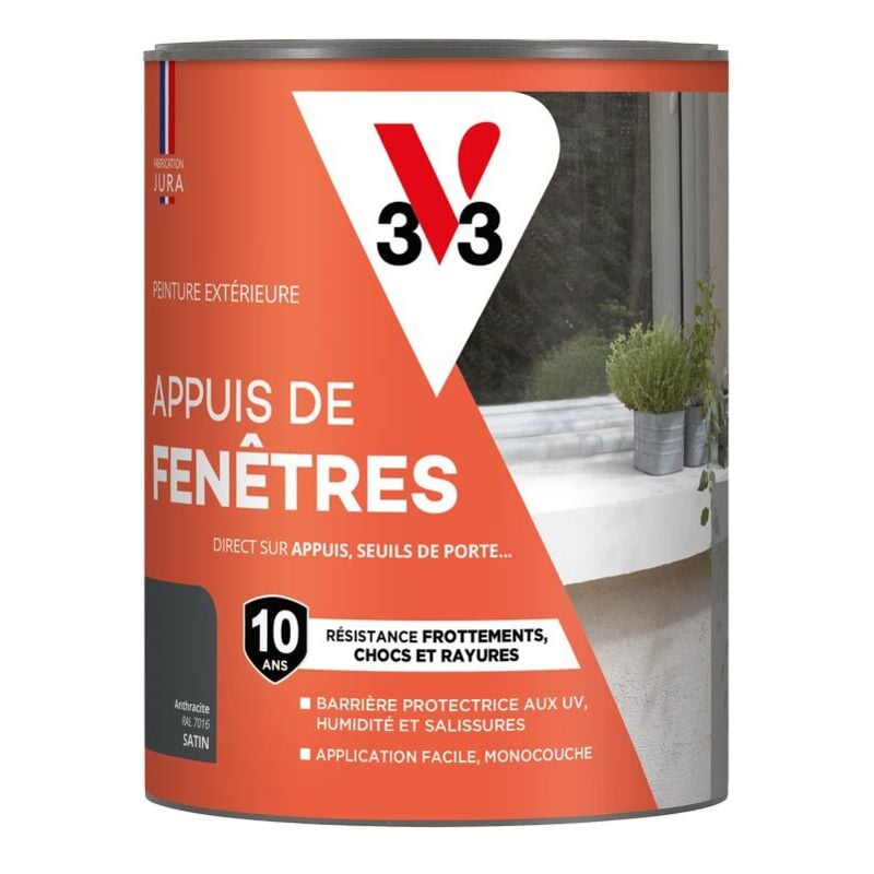 V33 - Peinture extérieure pour appuis de fenêtre Anthracite Satin 1L