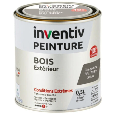 Peinture Extérieure Bois Inventiv Gris Quartz Satin 10 ans 0,5L