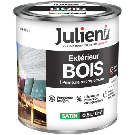 Peinture Extérieure Bois Microporeuse Base White - 164072 - Pot De O.5l - Julien