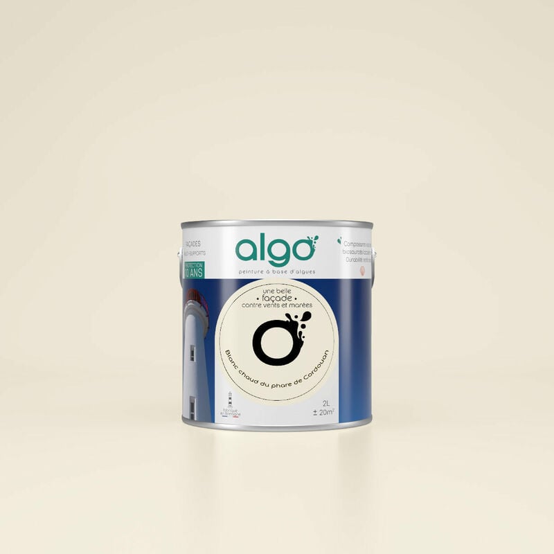 Peinture extérieure façade écologique Algo Mat - Blanc chaud du Phare de Cordouan - 2L