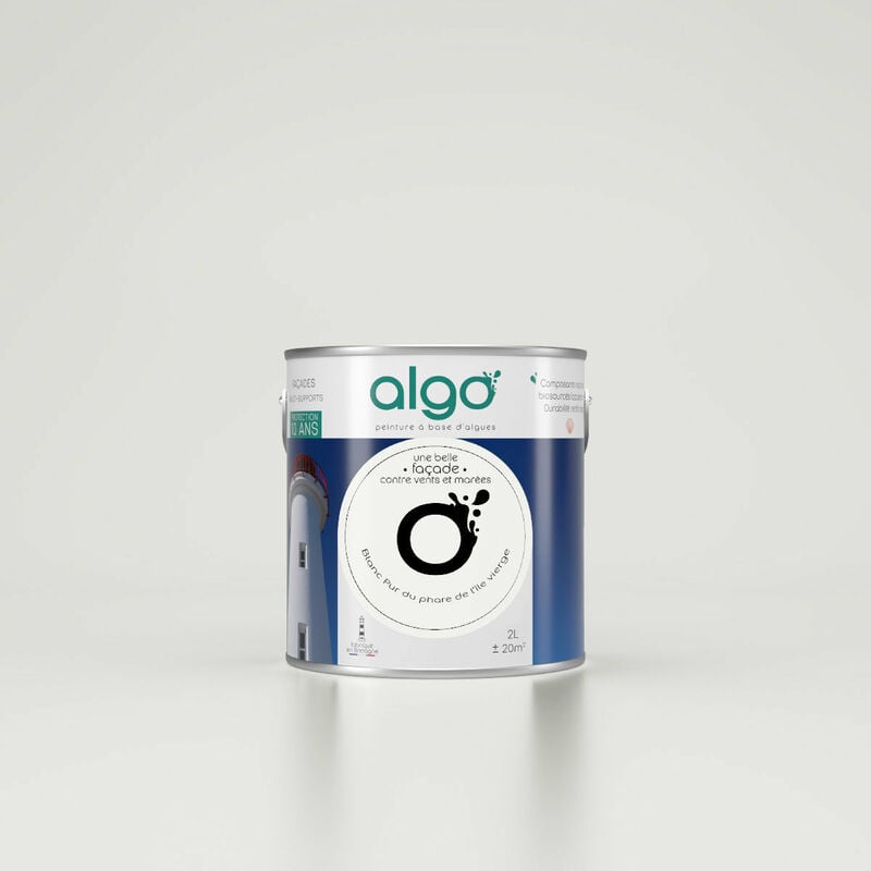 Peinture extérieure façade écologique Algo Mat - Blanc Pur du Phare de l'Île Vierge - 2L