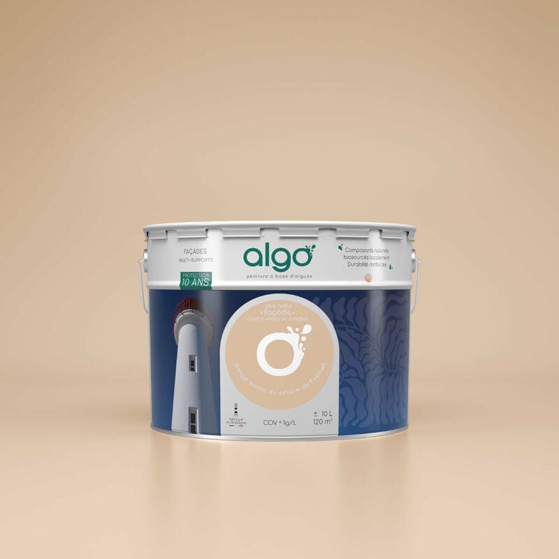 Peinture extérieure façade écologique Algo Mat - Beige Sable du Phare de Fréhel - 10L