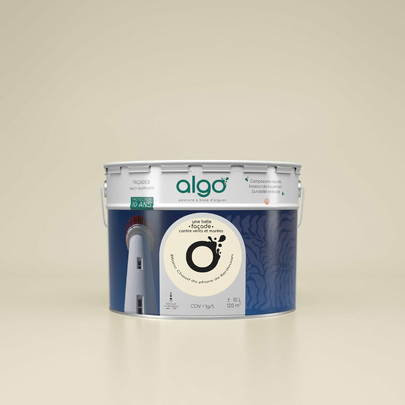 Peinture extérieure façade écologique Algo - Mat - Blanc chaud du Phare de Cordouan - 10L