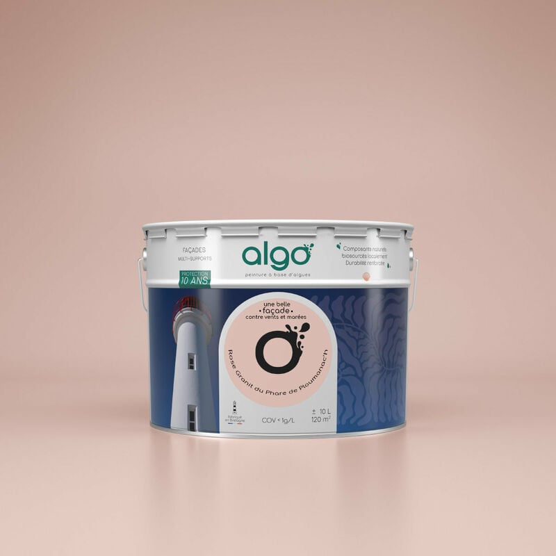 Peinture extérieure façade écologique Algo Mat - Rose Granit du Phare de Ploumanac'h - 10L