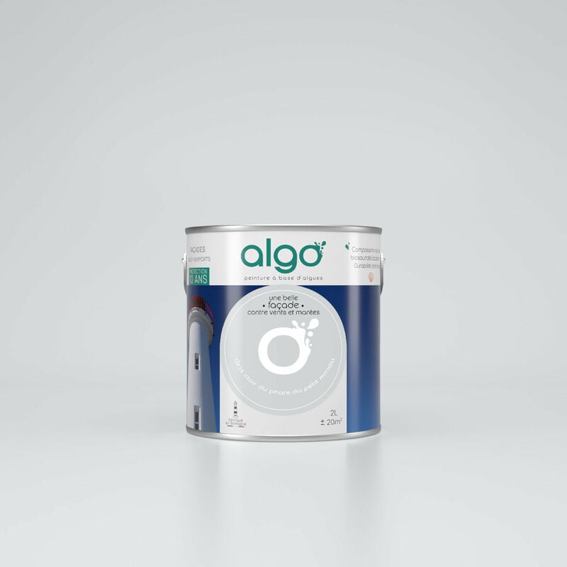 Peinture extérieure façade écologique Algo - Mat - Gris clair du Phare du Petit Minou - 2L
