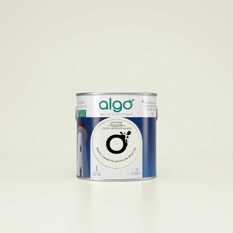 Peinture extérieure façade écologique Algo Mat - Blanc cassé du Phare de Biarritz - 2L