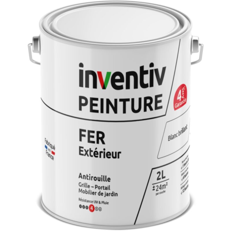 Peinture Extérieure Fer Inventiv - Blanc Brillant 2L - Antirouille