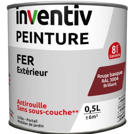 Peinture Extérieure Fer INVENTIV - Rouge Basque Brillant - Garantie 8 ans