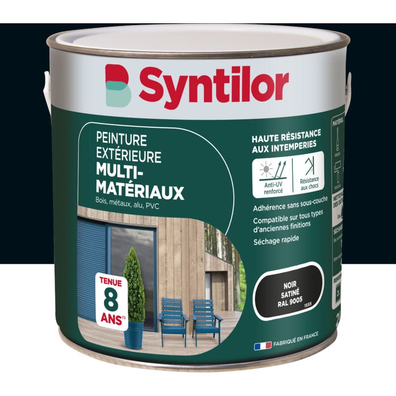 Syntilor - Peinture Exterieure Multi-Materiaux 2L Noir Satiné
