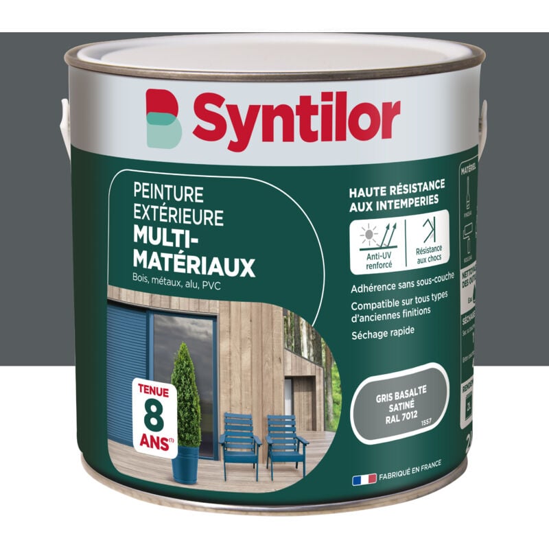 Syntilor - Peinture Exterieure Multi-Materiaux 2L Gris Basalte Satiné