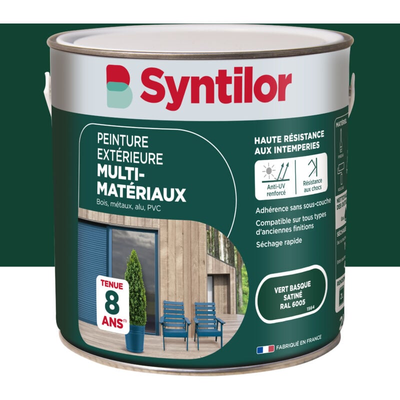 Peinture Exterieure Multi-Materiaux Syntilor 2L Vert Basque Satiné