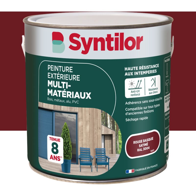 Peinture Exterieure Multi-Materiaux Syntilor 2L Rouge Basque Satiné