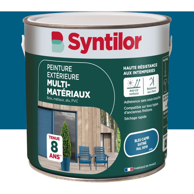 Peinture Exterieure Multi-Materiaux Syntilor 2L Bleu Capri Satiné