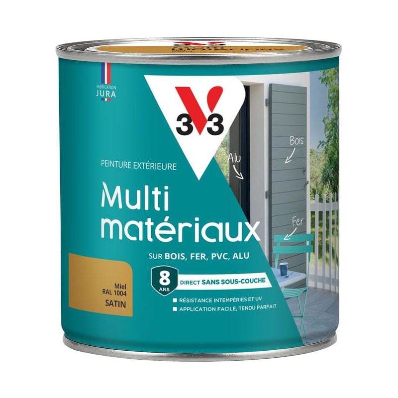 V33 - Peinture extérieure Multi-matériaux Miel Satin 0,5L