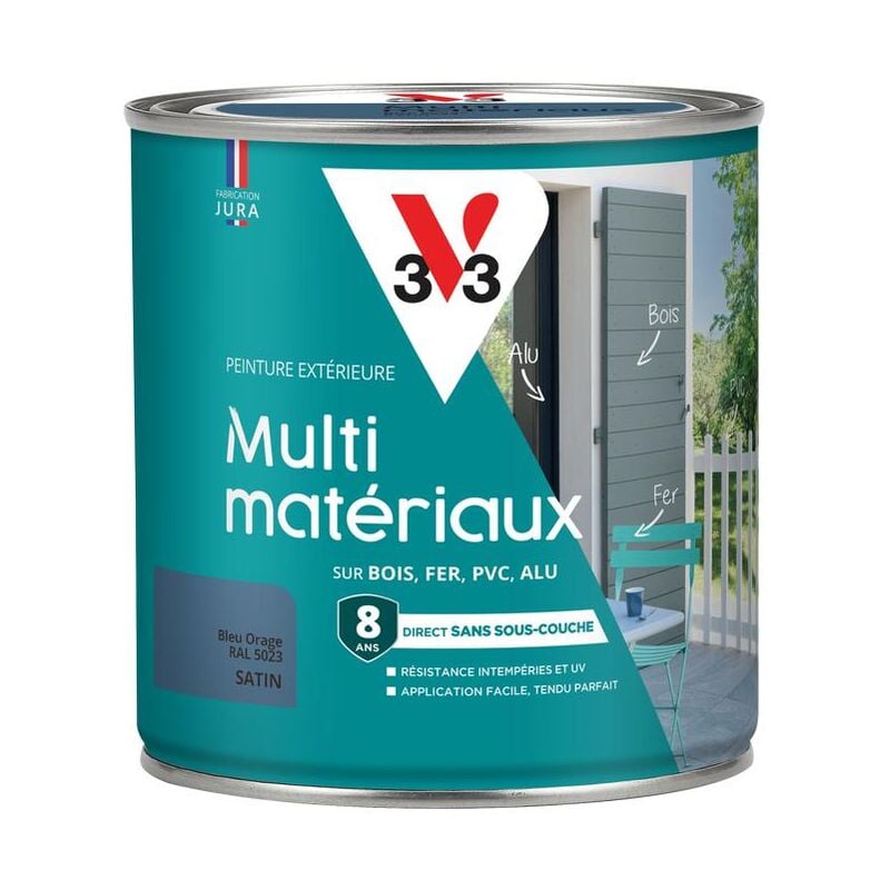 V33 - Peinture extérieure Multi-matériaux Bleu orage ral 5023 Satin 0,5L