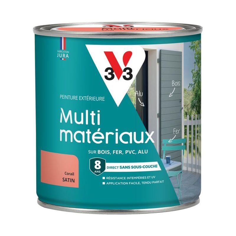 V33 - Peinture extérieure Multi-matériaux Corail Satin 0,5L