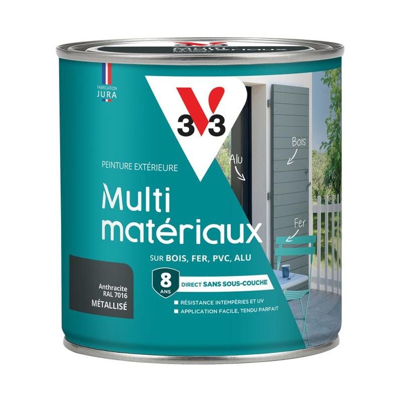 V33 - Peinture extérieure Multi-matériaux Anthracite ral 7016 Métallisé 0,5L