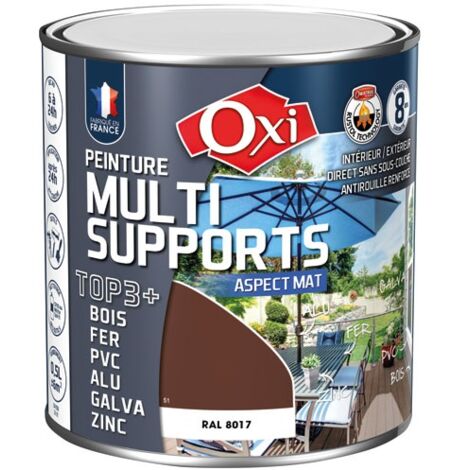 Peinture extérieure multi-supports brun mat 0,5 L – Protection anti-humidité et anti-rouille – Technologie RUSTOL pour bois et métal – OXI