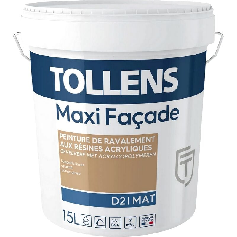 Peinture extérieure TOLLENS MAXI FACADE rénovation et protection des façades MAT Couleur: Autres couleurs - Conditionnement: 15 Litres