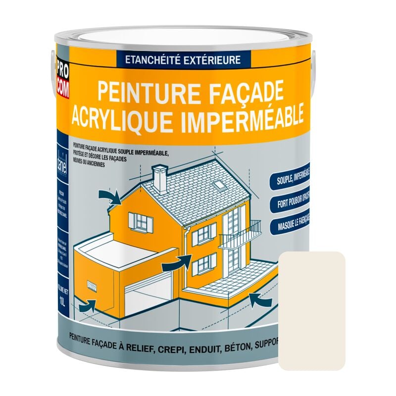 Peinture façade Procom crépi, façade à relief, imperméabilisation et protection des façades - Durable jusqu'à 10 ans f1ece1 2.5 litres