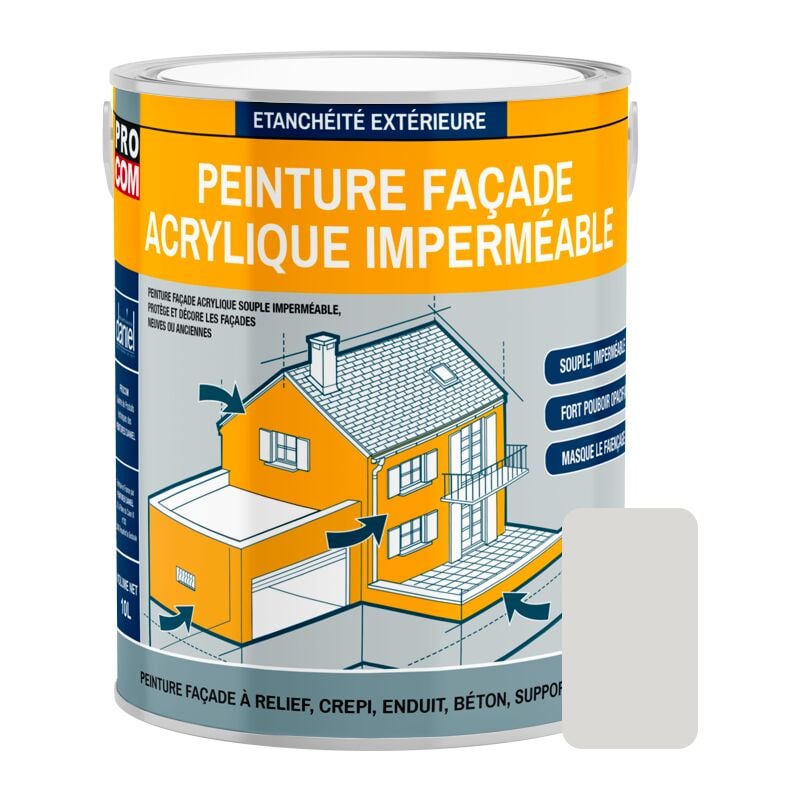 Peinture façade Procom crépi, façade à relief, imperméabilisation et protection des façades - Durable jusqu'à 10 ans DBDAD7 2.5 litres