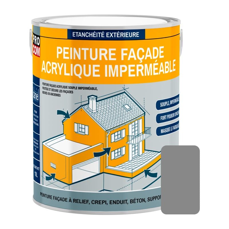 Peinture façade Procom crépi, façade à relief, imperméabilisation et protection des façades - Durable jusqu'à 10 ans 888888 2.5 litres