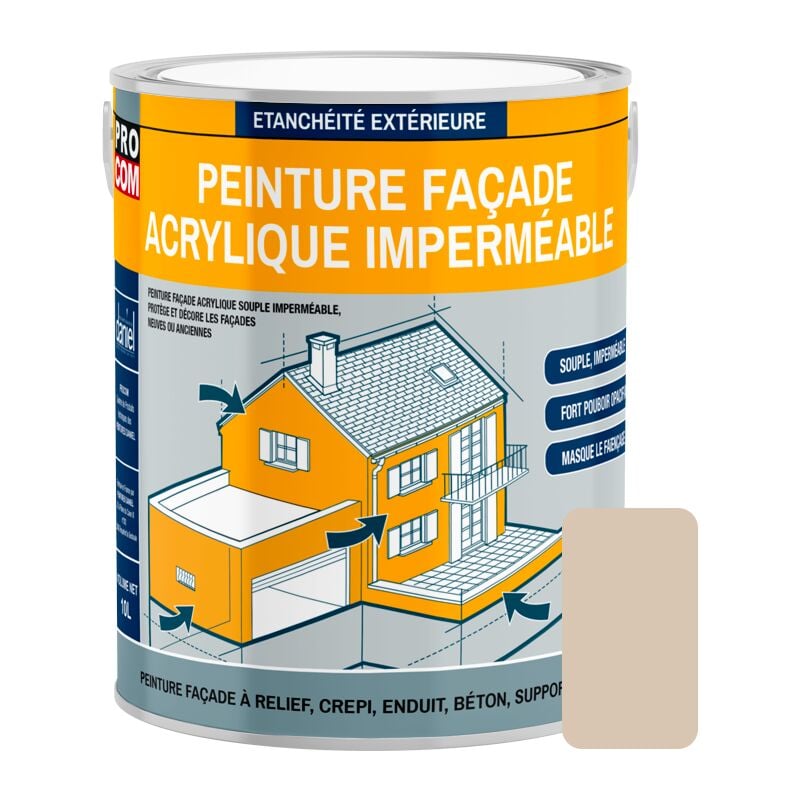 Peinture façade Procom crépi, façade à relief, imperméabilisation et protection des façades - Durable jusqu'à 10 ans d5c6b4 2.5 litres