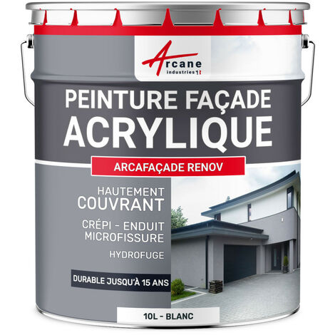 Peinture façade acrylique 14 couleurs - durable jusqu'à 15 ans - rénovation façade, mur crépi - Arcafacade Renov ARCANE INDUSTRIES Pierre Ral 090 90 10 - 10L (+ ou - 60m² en 1 couche)