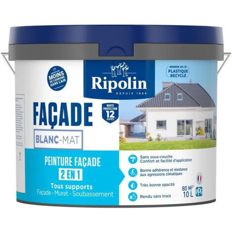 Peinture Façade Classic 2 en 1 - Mat - 10L - Blanc - Ripolin